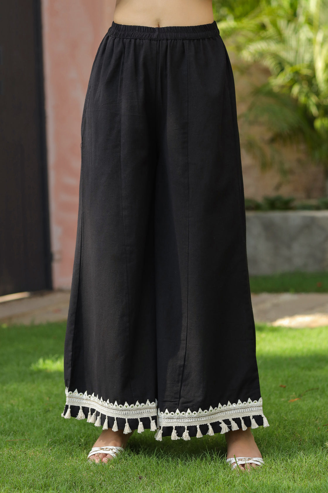 Women Pure Cotton Wide Leg Palazzos