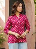 Women Floral Printed Mandarin Collar A-Line Pure Cotton Kurti