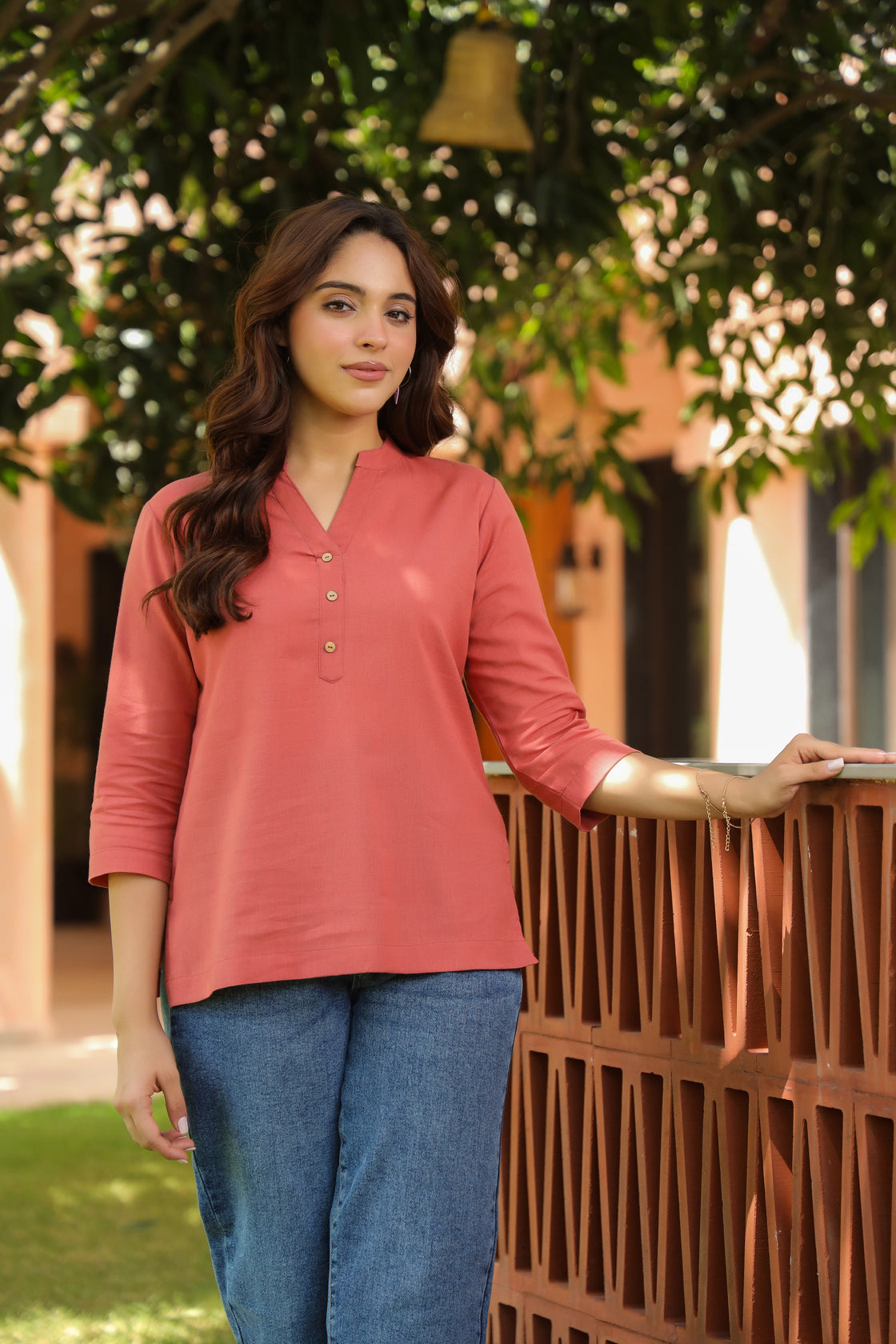 Women Pure Cotton Mandarin Collar Kurti