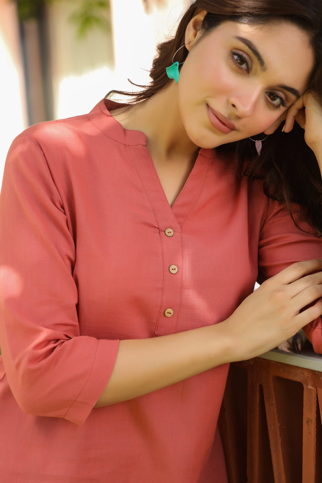 Women Pure Cotton Mandarin Collar Kurti