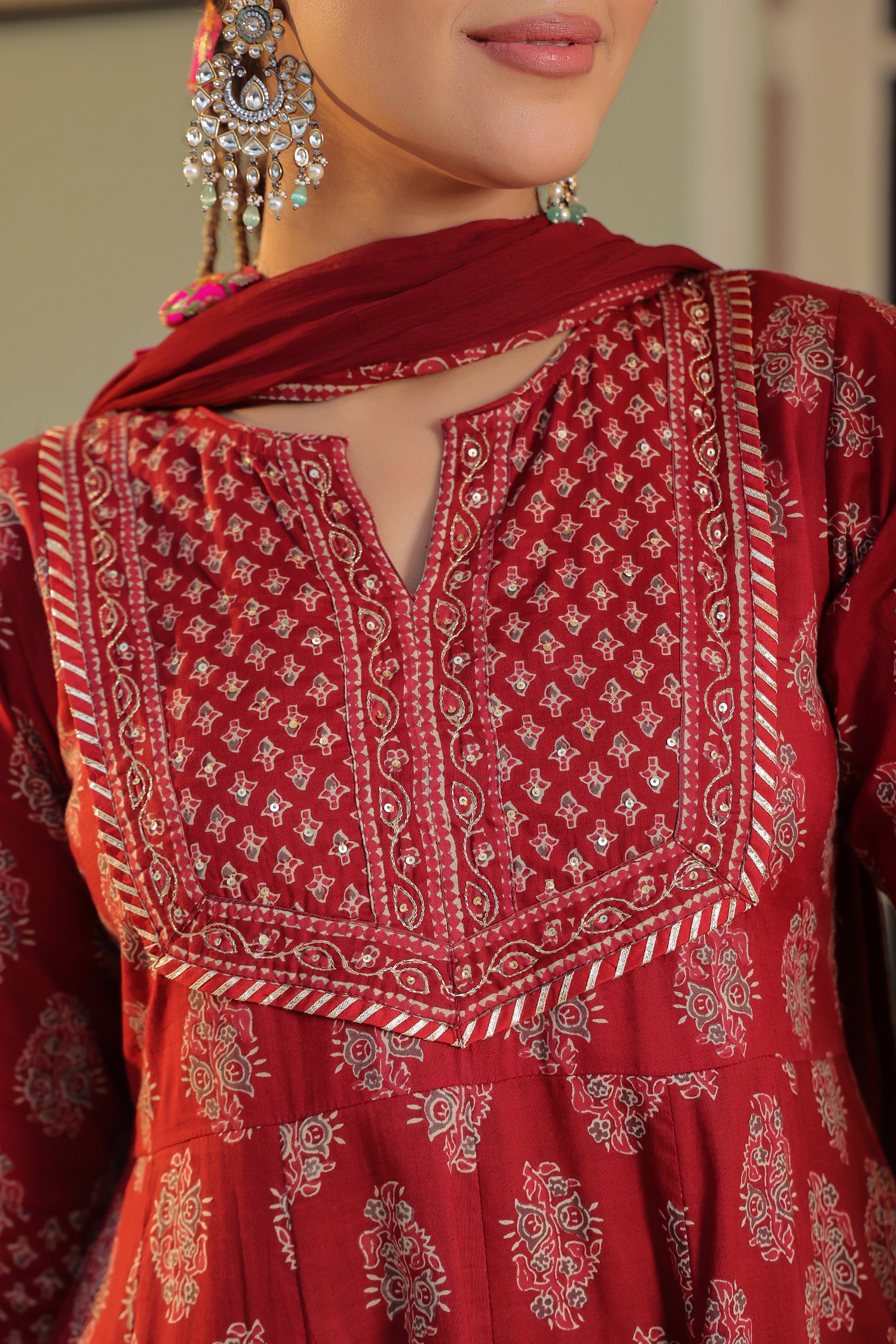 Women Ethnic Motifs Printed Regular Pure Cotton Kurta with Trousers & With Dupatta
