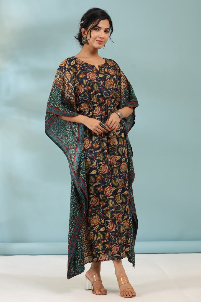 Women Floral Printed Kaftan Long Kurta