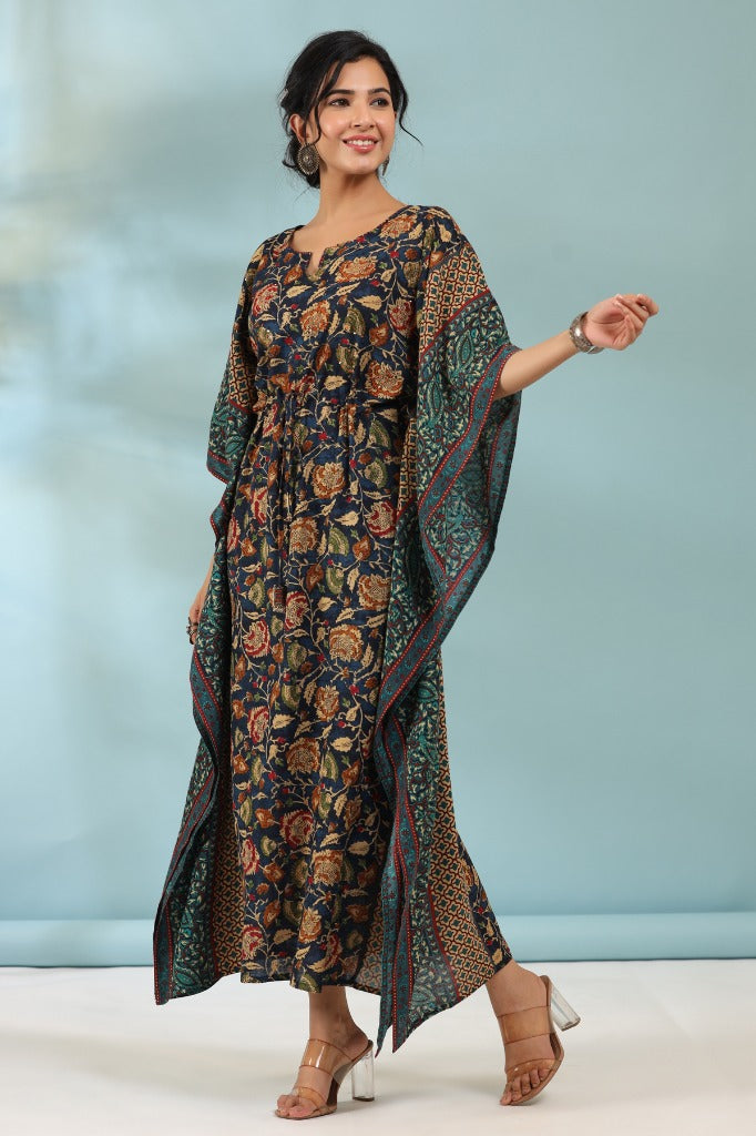 Women Floral Printed Kaftan Long Kurta