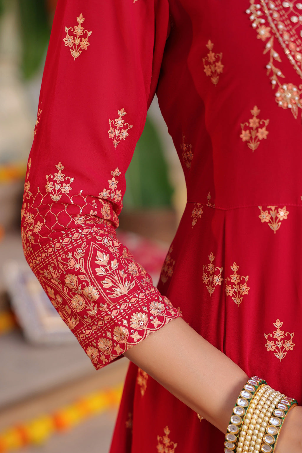 Women Ethnic Motifs Printed Beads and Stones Kurta with Trouser & Dupatta