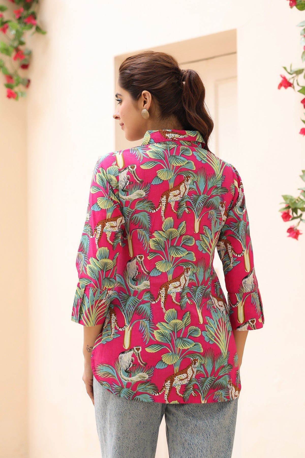 Women Animal Print Pure Cotton Top