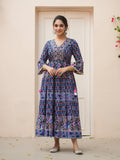Women Floral Printed Keyhole Neck Flared Sleeves Anarkali Kurta