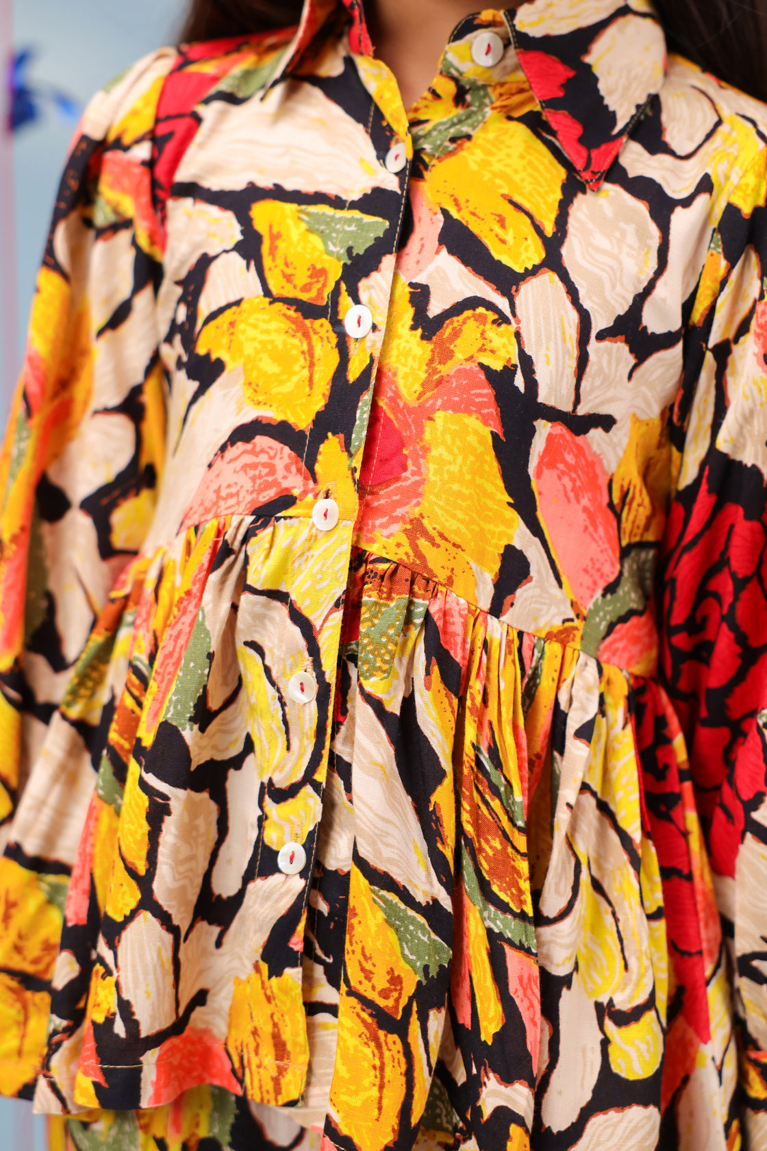 Girls Printed Three-Quarter Sleeves Top With Trousers