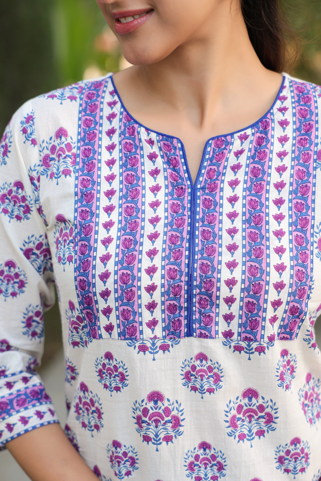 Ethnic Motifs Printed Round Neck Pure Cotton Top