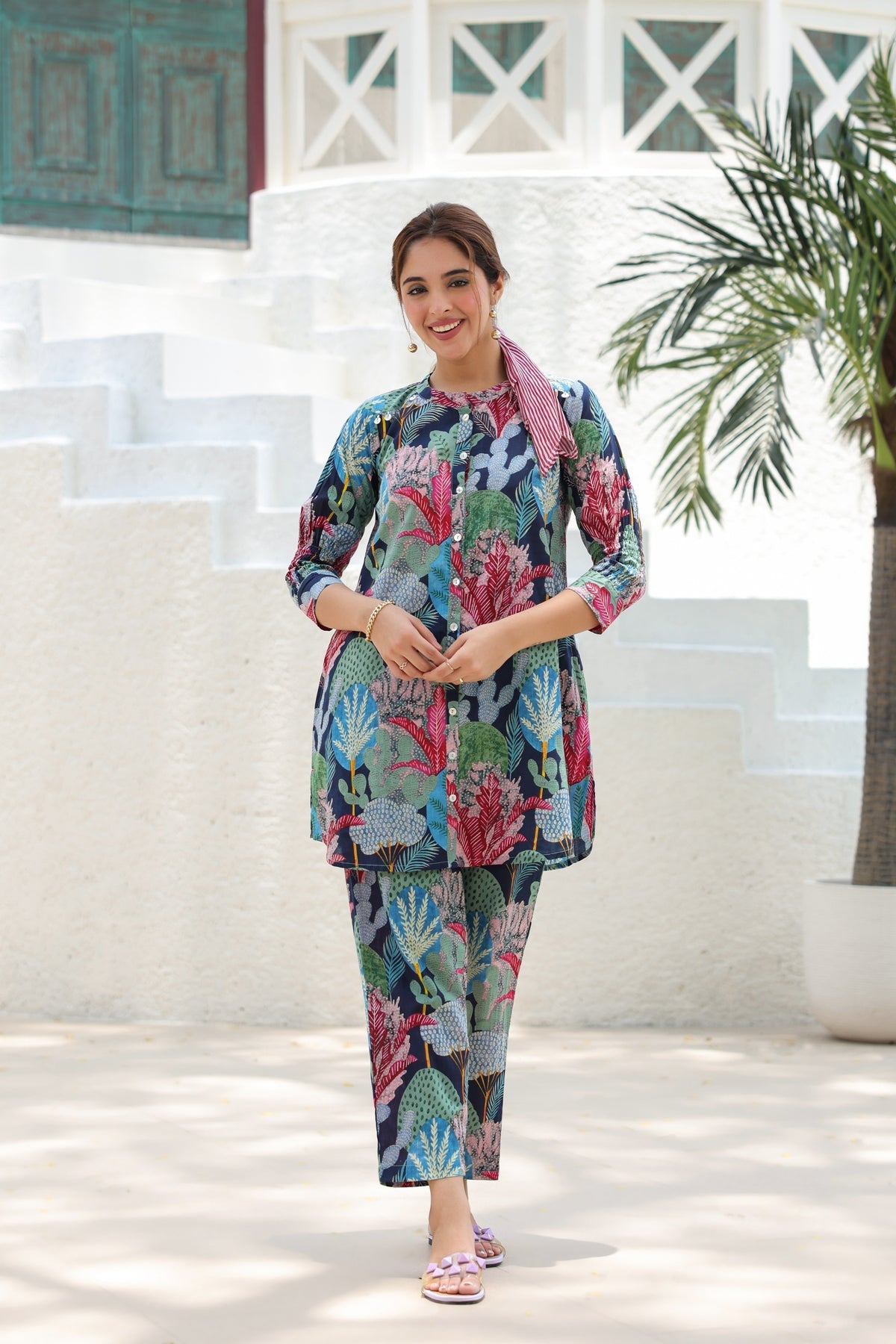 Tropical Printed Pure Cotton Tunic & Trouser