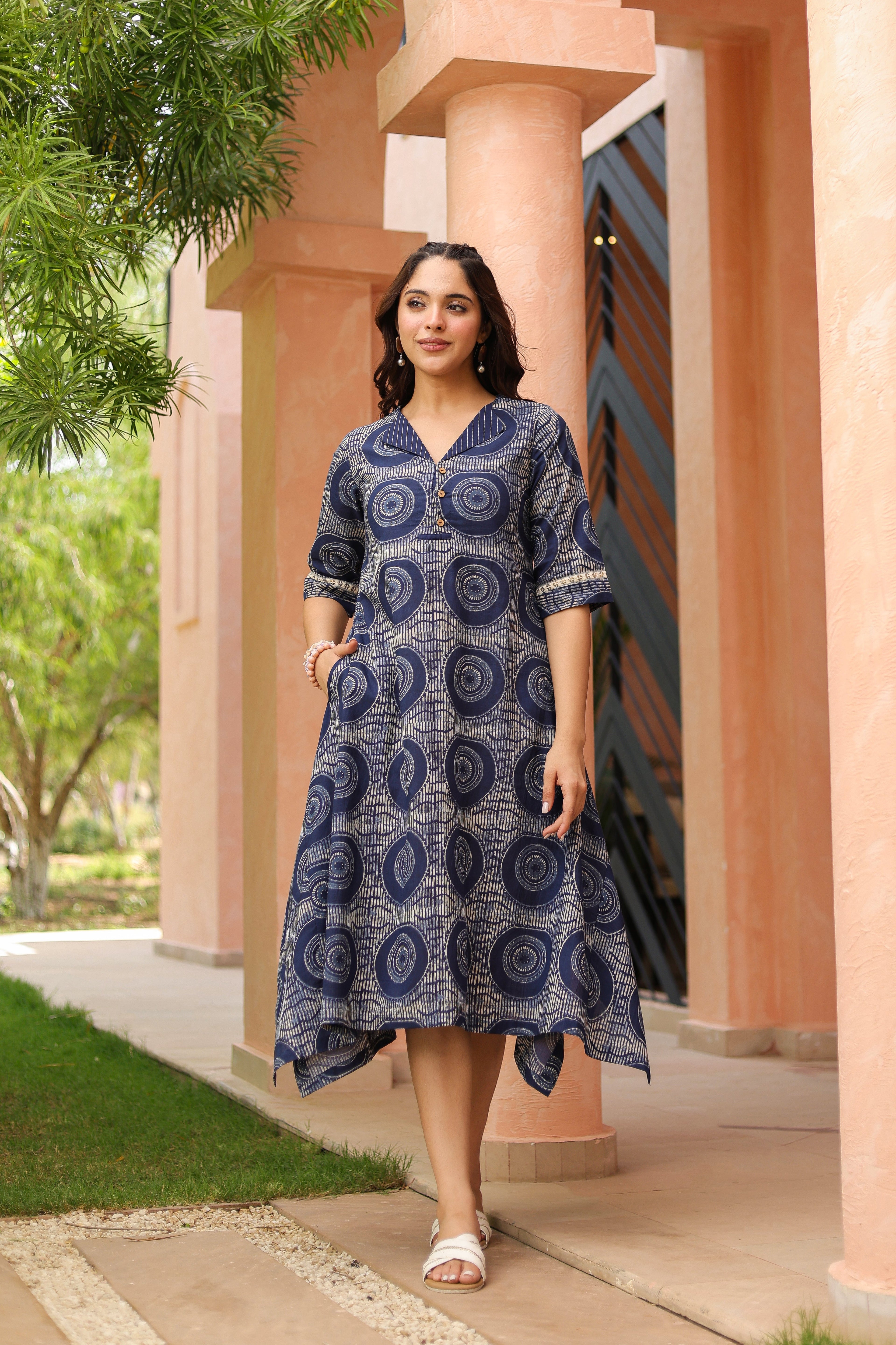 Women Fit & Flare Midi Ethnic Dress