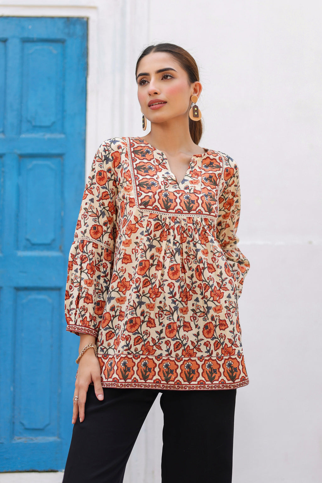 Women Floral Printed Pure Cotton Top