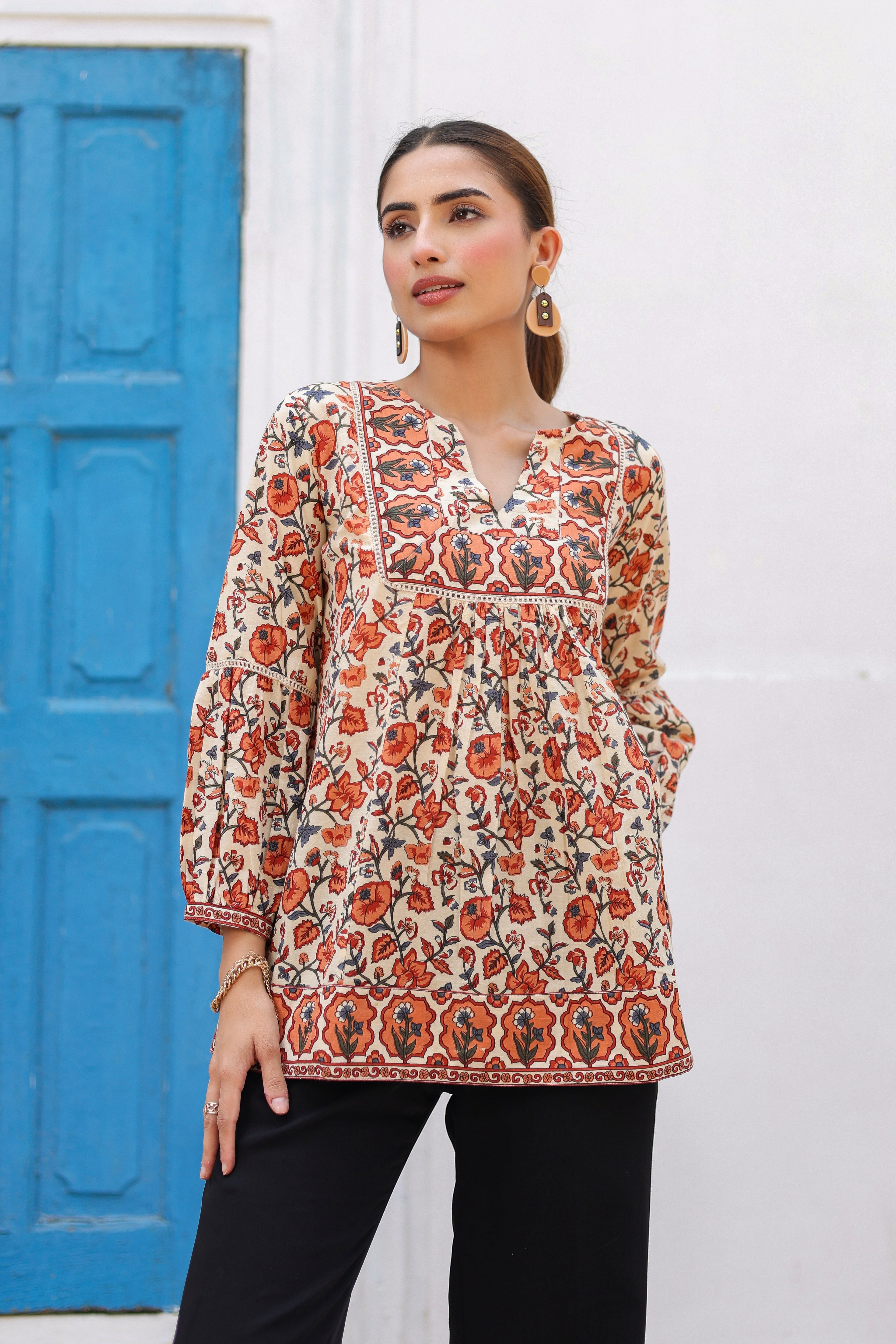 Women Floral Printed Pure Cotton Top