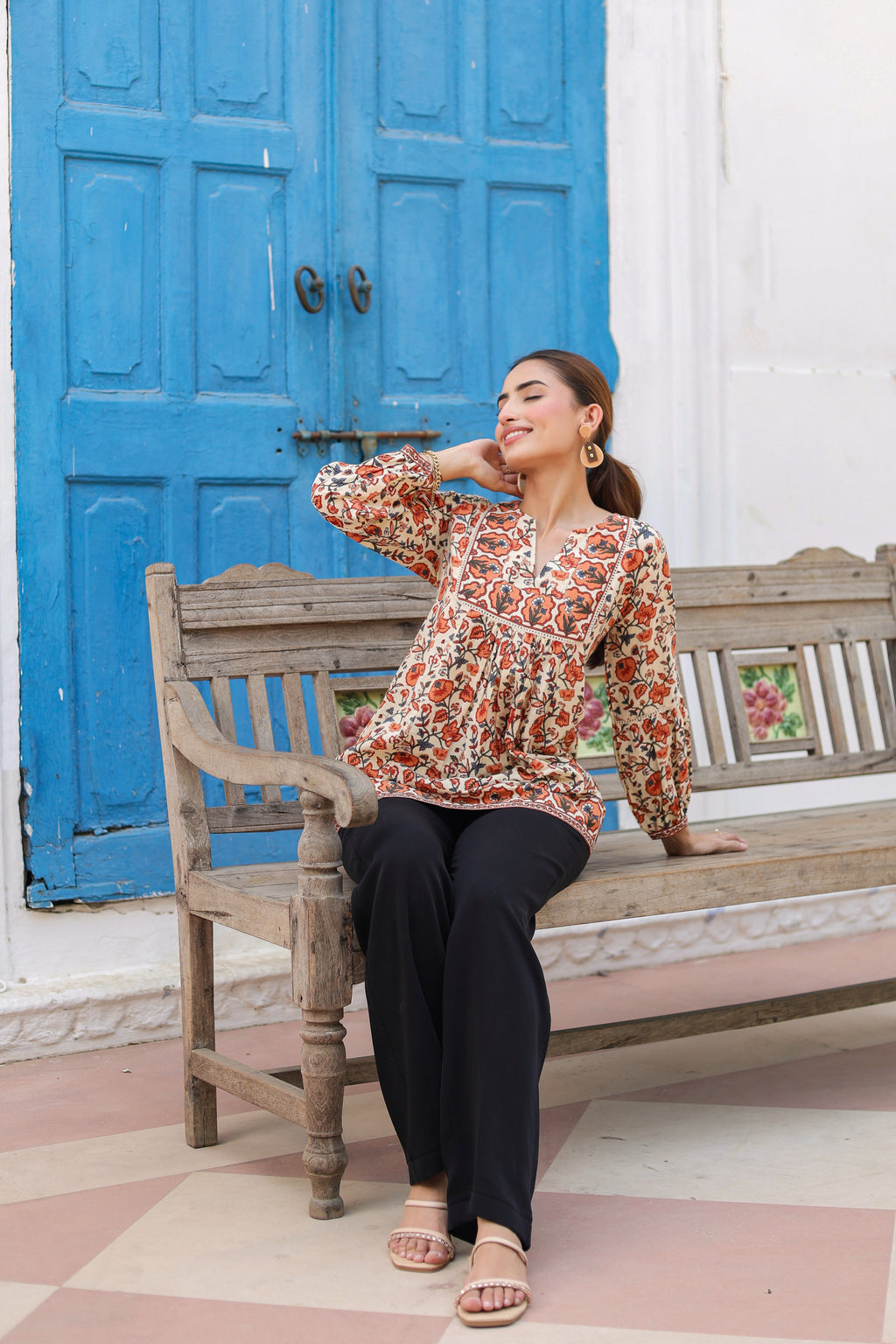 Women Floral Printed Pure Cotton Top