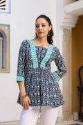 Women Printed Pure Cotton Peplum Top