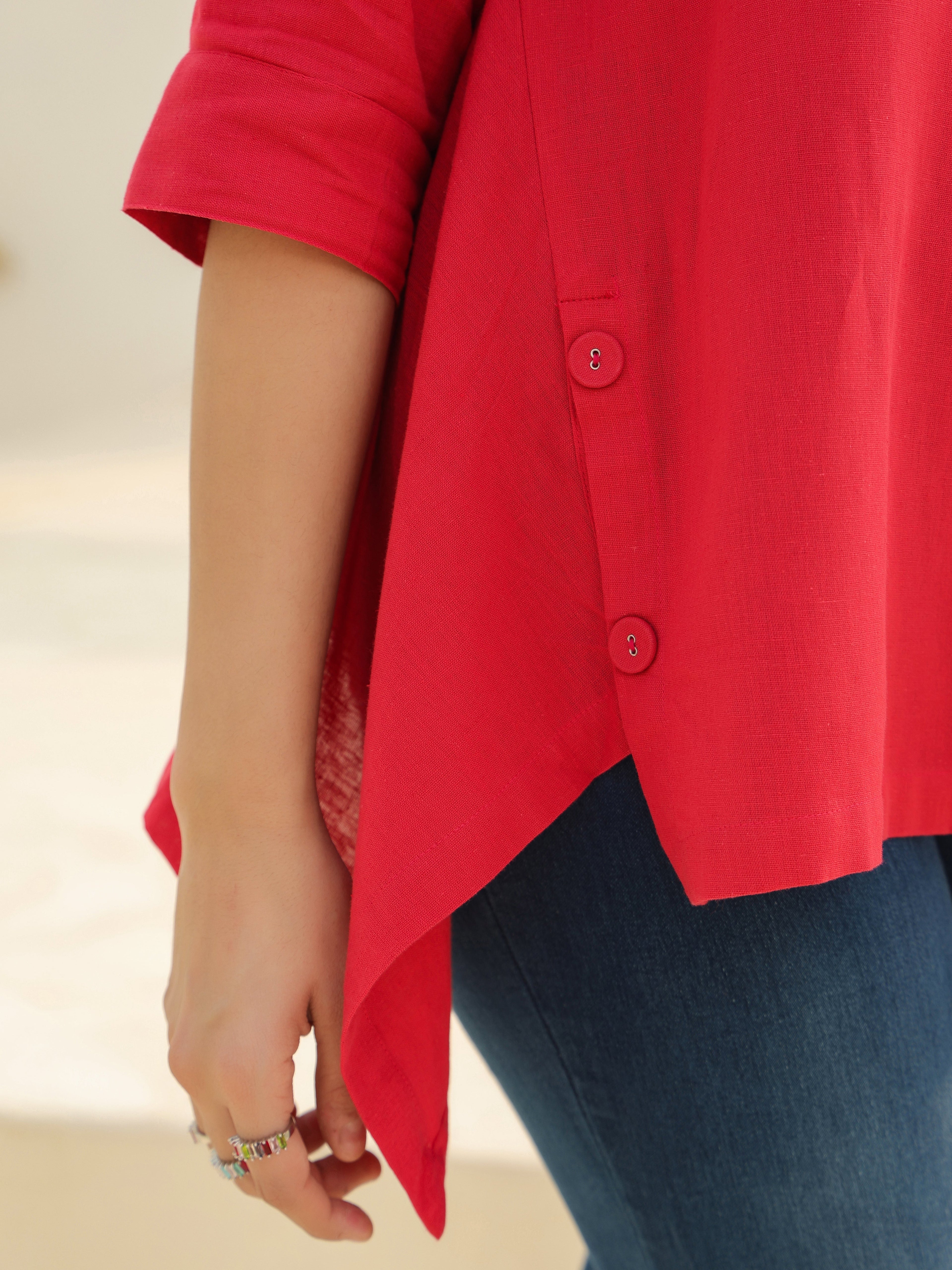 Women Shirt Collar Cotton Top