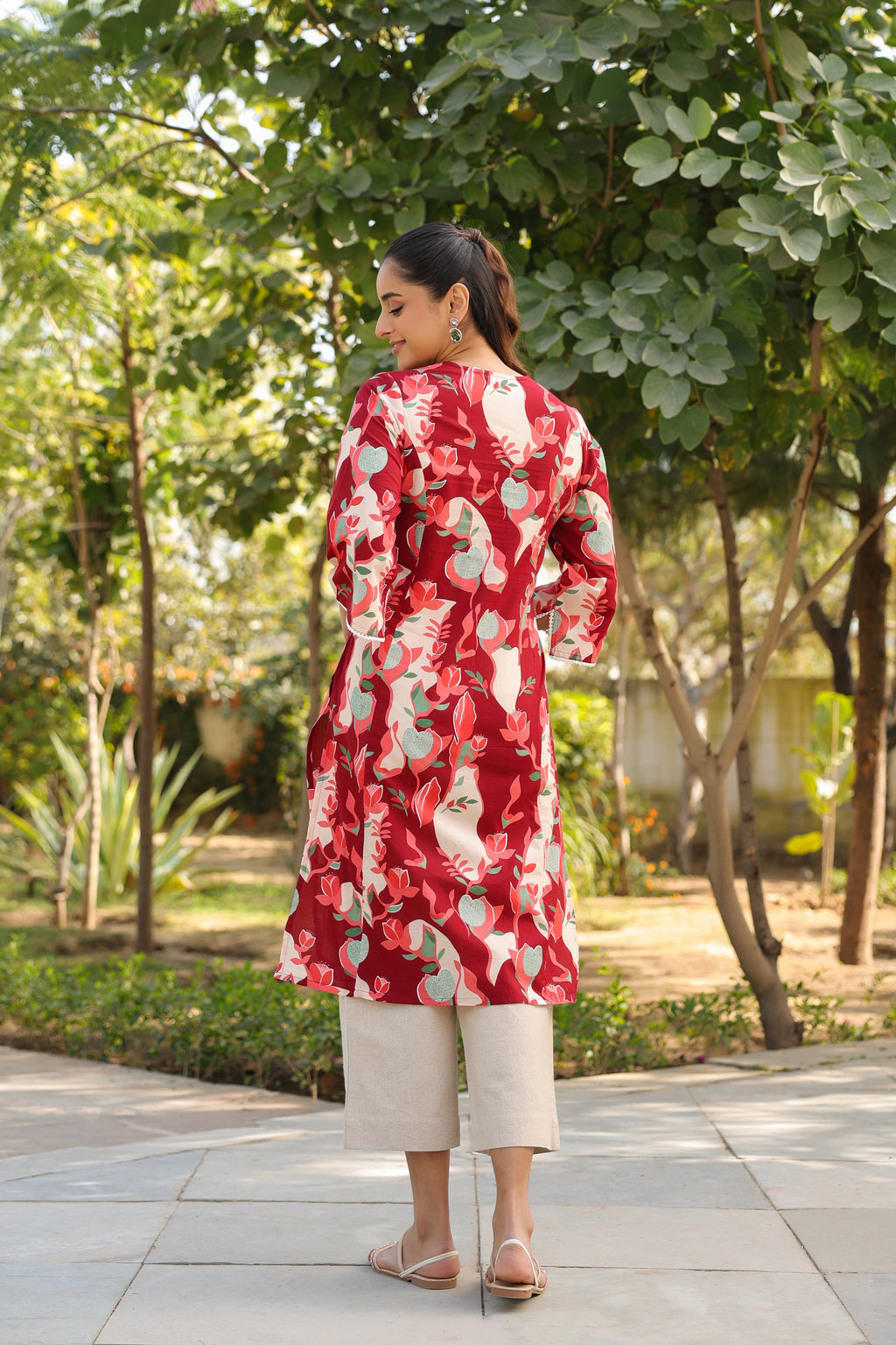 Floral Printed Pure Cotton Straight Kurta