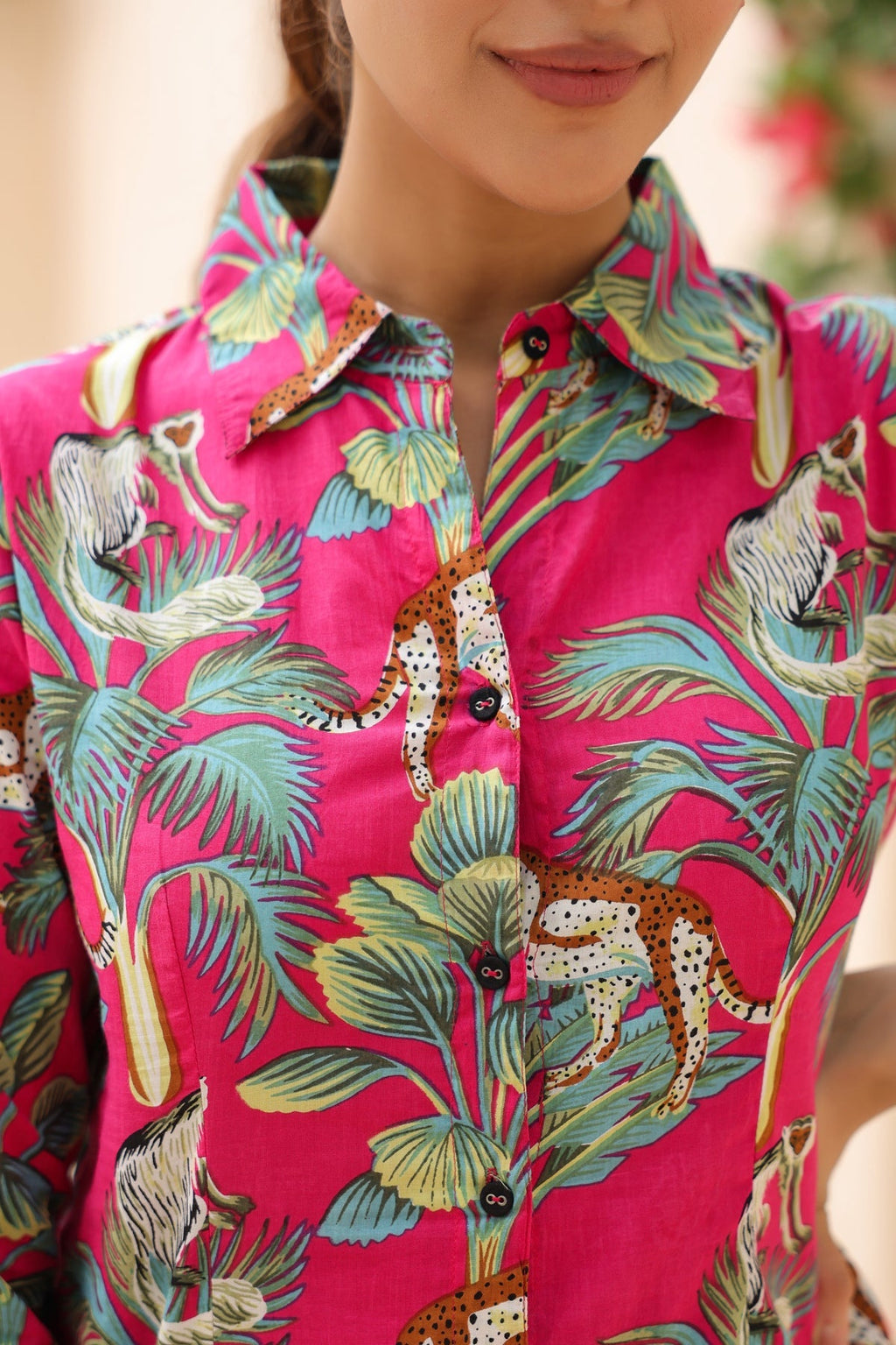Women Animal Print Pure Cotton Top