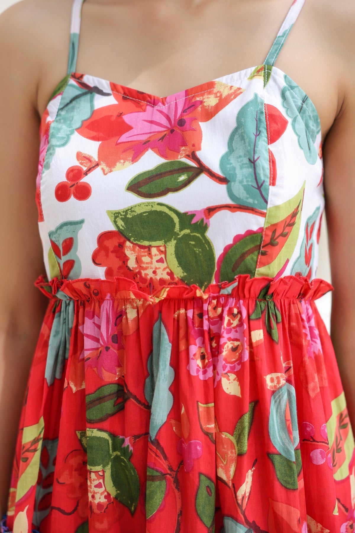 Women Printed Shoulder Straps Fit & Flare Midi Ethnic Dresses