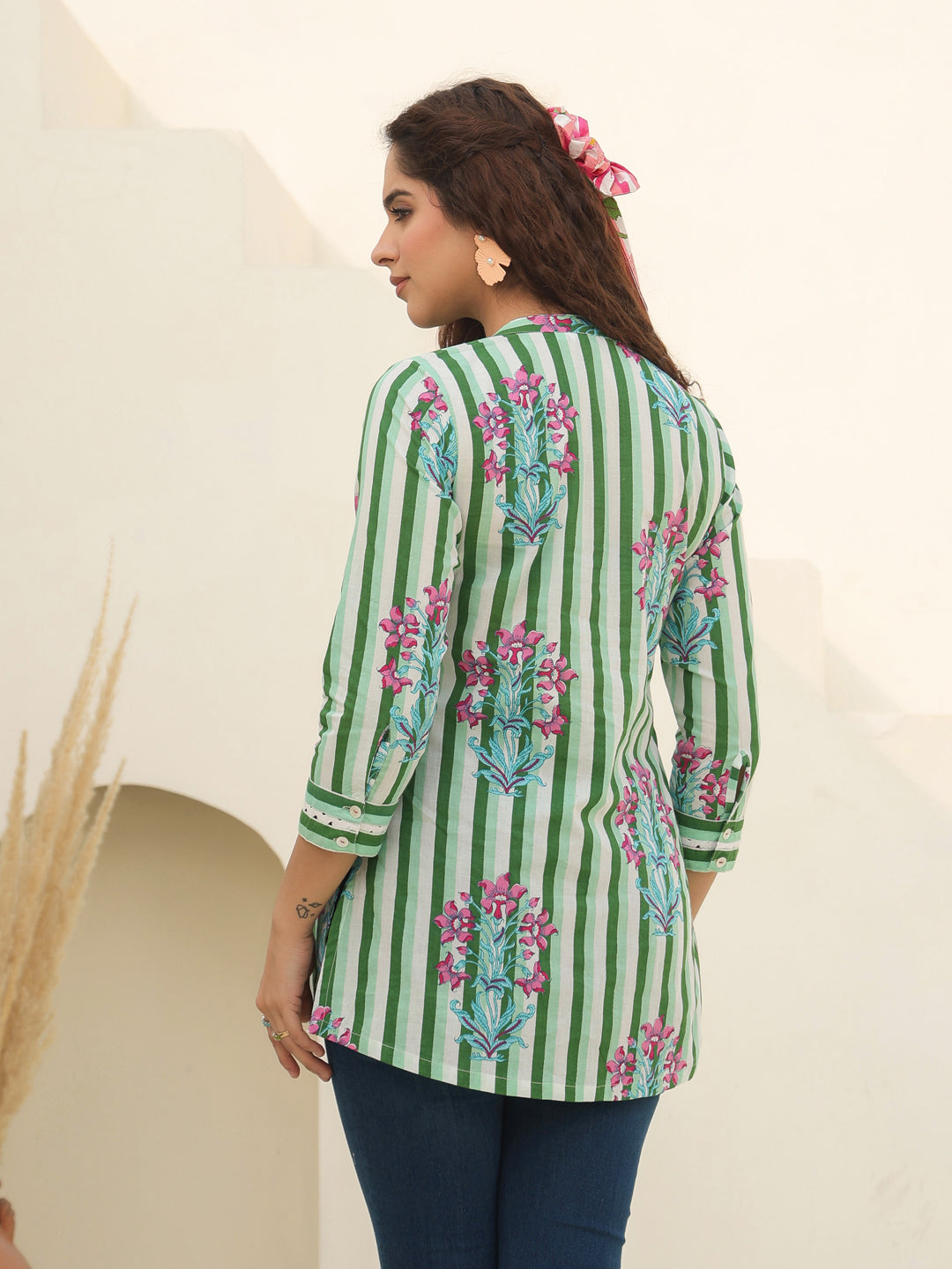 Women Floral Printed A-Line Cotton Top