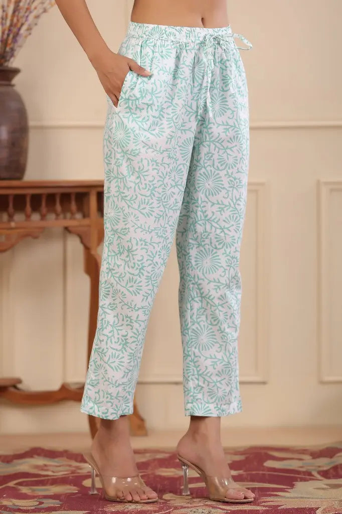 Women Blue and White Pure Cotton Night Suit Set