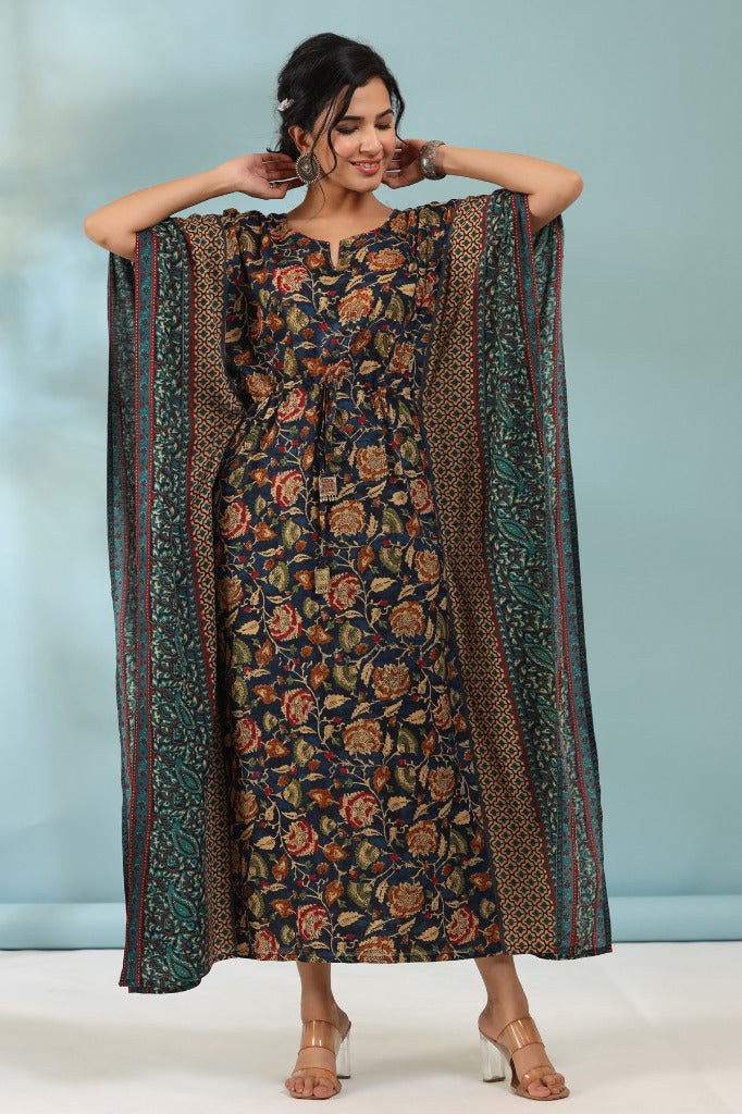 Women Floral Printed Kaftan Long Kurta