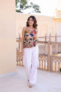 Women Printed Cotton Sleeveless Peplum Top